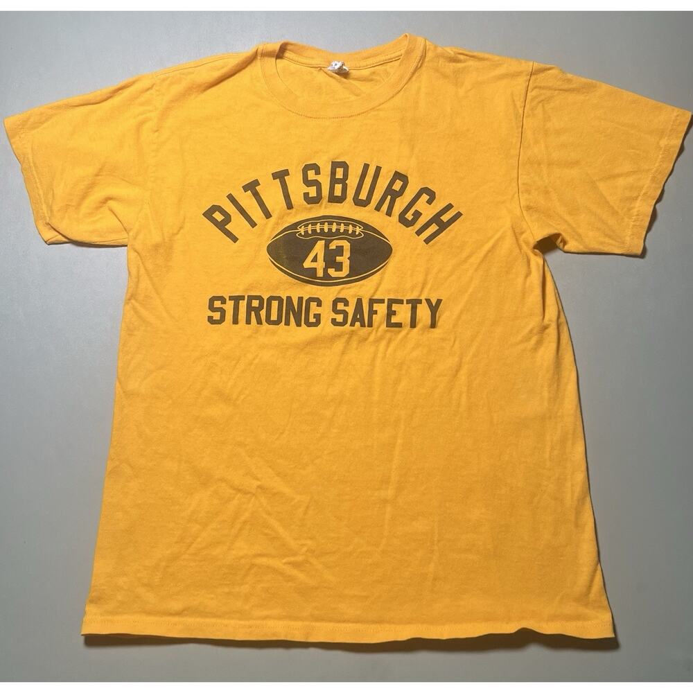 Anvil T-shirt Pittsburgh Steelers Men’s M 43 Strong Safety Gold Troy Polamalu